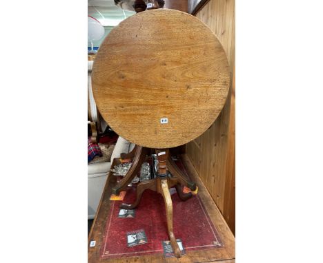 LATE GEORIGAN MAHOGANY TILT TOP CIRCULAR TRIPOD TABLE (LEGS A/F) 49CM DIAMETER