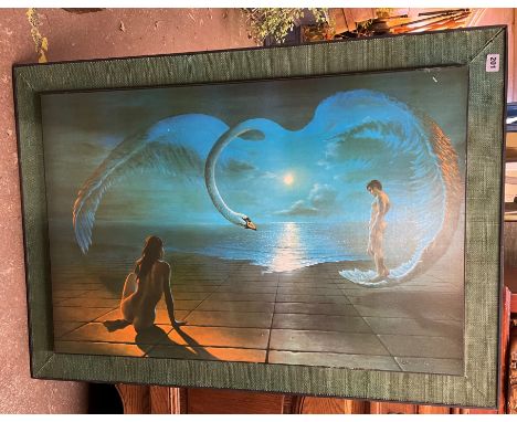 EARLY 1970S RETRO PRINT 'WINGS OF LOVE' AFTER STEPHEN PEARSON 91CM X 66CM APPROX