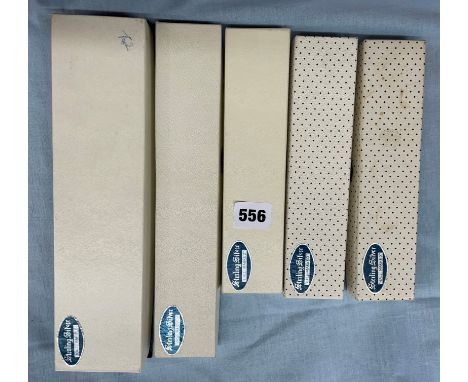 BOXED STERLING SILVER HANDLED CHEESE KNIVES, PRESERVE KNIFE, CAKE KNIFE AND SLICE