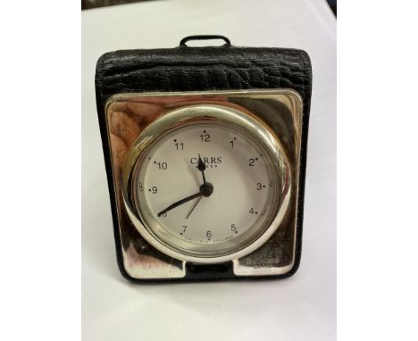 CARRS OF SHEFFIELD SILVER TRAVELLING CLOCK