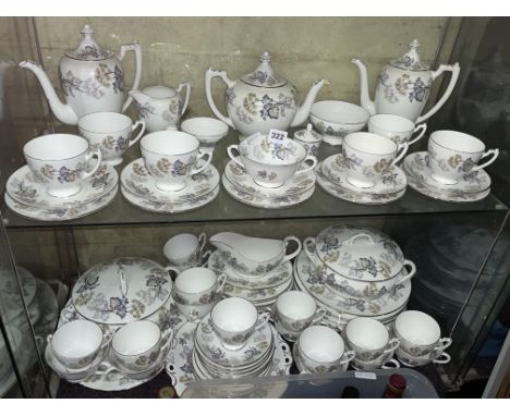 EXTENSIVE COALPORT CAMELOT PATTERN BONE CHINA TEA AND TABLE SERVICE INCLUDING TEAPOTS, COFFEE POTS, TUREENS, GRAVY BOATS, ETC