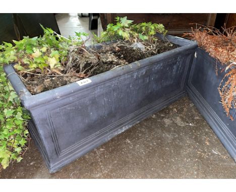 PAIR OF GREY SLATE EFFECT OBLONG TROUGH PLANTERS 60CM L X 24CM H APPROX
