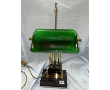 GREEN SHADED BANKER'S STYLE DESK LAMP