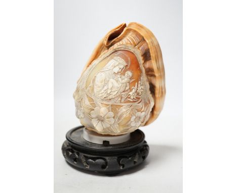 An Italian cameo carved night light, 19cm high
