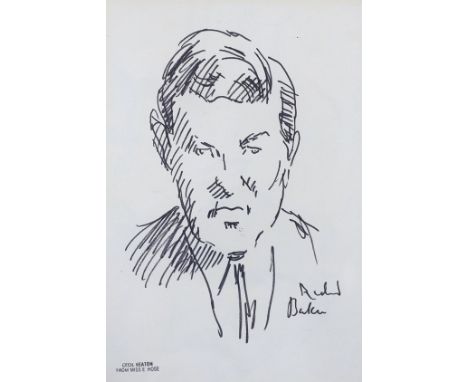 Cecil Beaton (1904-1980), pen and ink sketch, Portrait of newsreader Richard Baker, inscribed, with ‘Cecil Beaton from Miss E