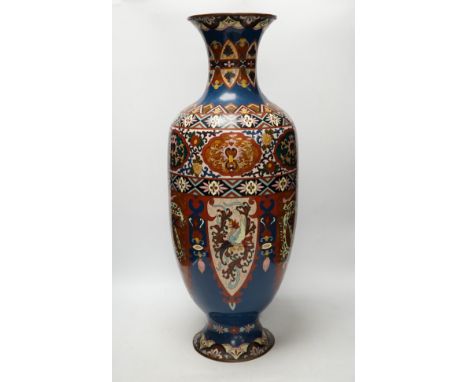 A large Japanese cloisonné enamel baluster vase, Meiji period, 62 cm high