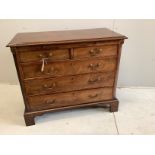 A George III and later mahogany chest of drawers with slide, width 107cm, depth 51cm, height 90cm