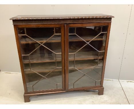 A Chippendale Revival mahogany dwarf bookcase, width 121cm, depth 34cm, height 121cm