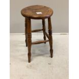 A Victorian provincial elm and fruitwood stool, height 54cm