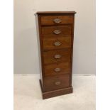 An Edwardian mahogany six drawer pillar chest, width 50cm, depth 41cm, height 125cm