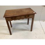 A George III mahogany two drawer side table, width 81cm, depth 44cm, height 70cm