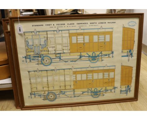 Five framed engineer’s drawings, printed supplements from The Engineer magazine, including; a Cornish Pumping Engine, North L