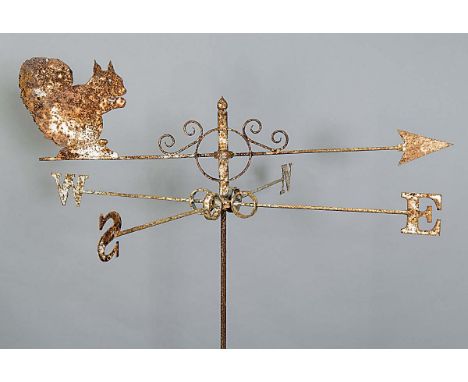 WROUGHT IRON SQUIRREL WEATHER VANE, height 200cm, width 118cm