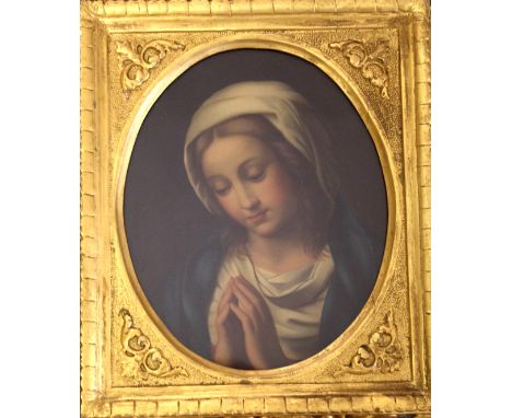 AFTER GIOVANNI BATTISTA SALVI, IL SASSOFERRATO (1609-1685) THE MADONNA AT PRAYER Oil on canvas, mounted oval, within a 19th C