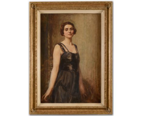 GEORGE MURRAY (1875-1933) PORTRAIT OF A LADY IN AN EVENING DRESS Oil on canvas, probably unfinished 106 x 72cm. ++ Needs a li