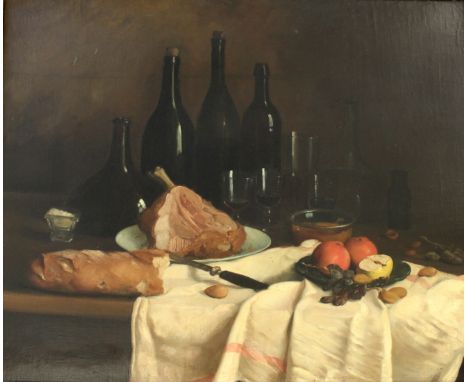 G** G** DUPONT (Fl.c.1882-1889) AN EPICURE'S LUNCHEON Signed and dated 83, oil on canvas 59 x 72cm. ++ Lined; some associated