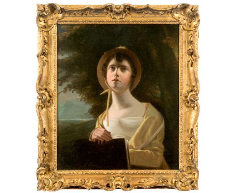 GEORGE WATSON, PRSA (1767-1837) THE LADY ARTIST, POSSIBLY A PORTRAIT OF PEGGY SIMPSON Oil on canvas, period carved wood frame