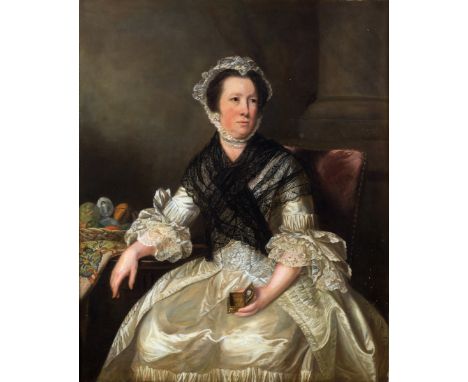 THOMAS BEACH (1738-1806) PORTRAIT OF ELIZABETH, MRS WILLIAM HELYAR (d.1786) nee WESTON Seated three-quarter length, wearing a