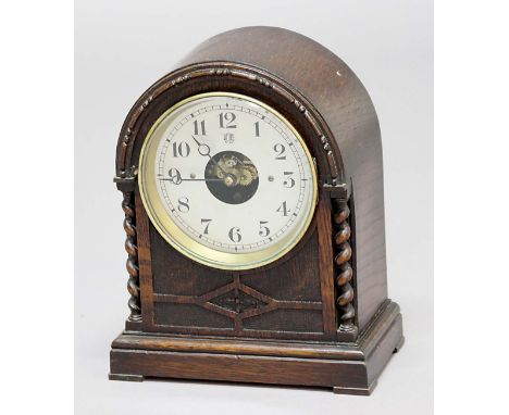 BULLE PATENT ELECTRIC MANTEL CLOCK, with 5 1/2" silvered dial, height 29.5cm