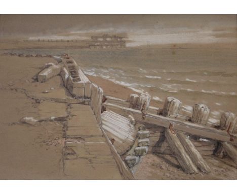 CLARKSON STANFIELD, RA (1793-1867) STUDIES OF GROYNES, DOVER Two, watercolour and pencil, sketches Each 16 x 23cm aprox. (2) 