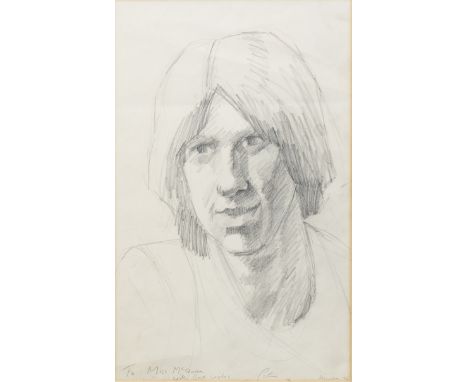 * PETER HOWSON OBE,SELF-PORTRAITpencil on paper, signed, dated '74 and inscribed "To Mrs McQueen, with best wishes"34cm x 21c