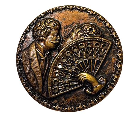1 Large 19th century button called "First Kiss". Here we have a very detailed and beautifully tinted example of this mustache