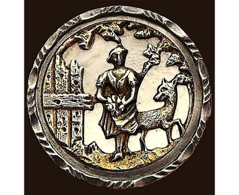 1 Large 19th century scarce Flora and the Hind button. Flora and the Hind pictorials are fairly common in most materials like