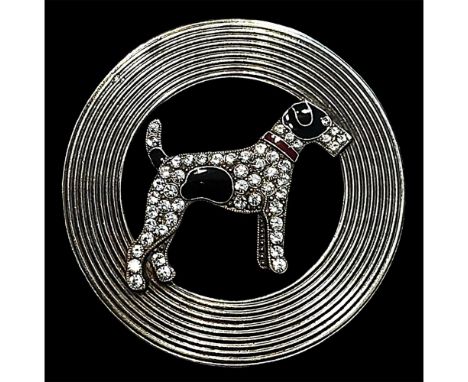 1 Extra Large 20th C. pierced enamel and paste Terrier button. Here is a harder to find and stunning example of the 1930's Fr