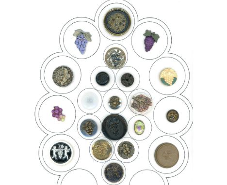 21 S/M/L 19th-20th century assorted materials including Arita. Here is a nice card of assorted material button with Grapes on