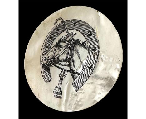 1 Extra :large early 19th C. Coachmen's pearl Equestrian button. This very thick pearl from the early half of the 19th centur