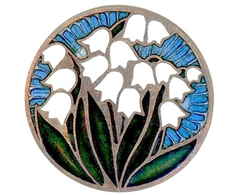 1 Large 20th century Lily of the Valley Enamel button. Here is a beautiful enamel button. The variety of colors are striking 