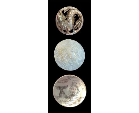3 Medium 19th-20th century assorted technique examples. This lot includes a wonderful carved and pierced dragon, a nice Bethl
