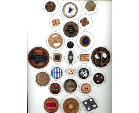 25 S/M/L 20th century assorted technique examples. This card includes painted, Carved, Burwood, shapes, compass, and NRA past