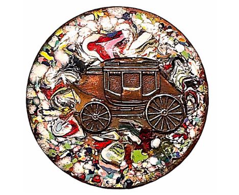 1 Large 1960's enamel pictorial by the late Herman Lowenstein. Herman Lowenstein was an enamel artist in the 1960's and made 