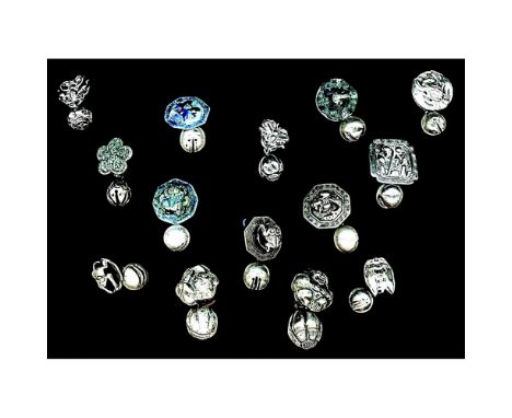 14 Medium late 19th early 20th C. toggles including enamel. The late Pauline Lum of California specialized in these and colle