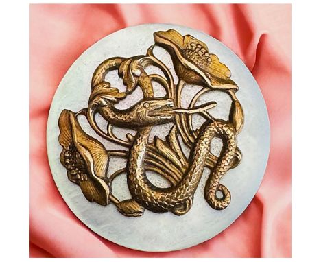1 Large 19th century snake and flower escutcheon button. Here is a spectacular and detailed brass coiled snake around flower 