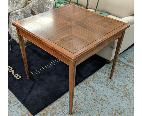 LINLEY CARD TABLE, 83cm W x 83cm D x 75cm, by David Linley, the top coming off to reveal a green baize playing surface. 