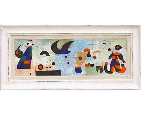 JOAN MIRO 'Peinture Mural', 1951, original lithograph in colours, printed by Maeght, 30cm x 80cm, framed and glazed. 
