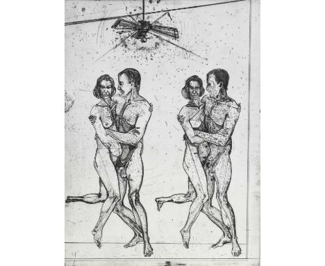 Robert Rivers (b.1950) American"War prayer, Mindless pleasure"Numbered 3/10 according to label verso, monochromatic etching, 