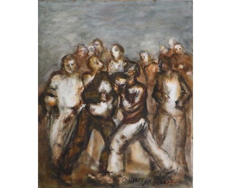 Jim Gilbert (1933-1995)"Convict"Signed and titled, oil on board, 74cm by 61cm (unframed); together with a further abstract wo