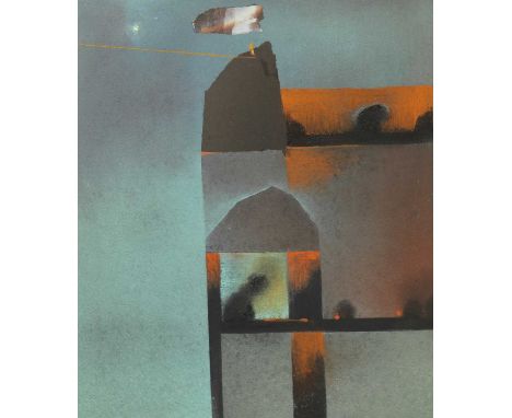 David Blackburn (1939-2016)“Incident over the fire” (1993)Signed and dated, pastel and collage, 43cm by 37cmSlight cockling t
