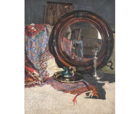 Circle of Herbert Davis Richter (1874–1955)Self portrait of a female artist reflected in a mirrorOil on canvas, 58cm by 46cmT