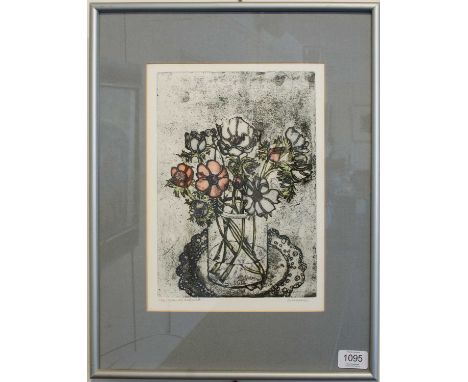 Wendy De Rusett (1945-2012) "Anemones" Signed and numbered 25/30, etching, 29cm by 22cm