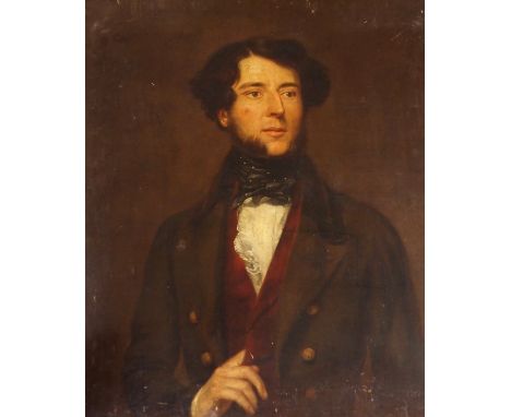 BRITISH SCHOOL (19TH CENTURY) PORTRAIT OF A GENTLEMAN IN SILK CRAVATTE Oil on canvas, 76 x 61cm (30 x 24") Condition Report: 