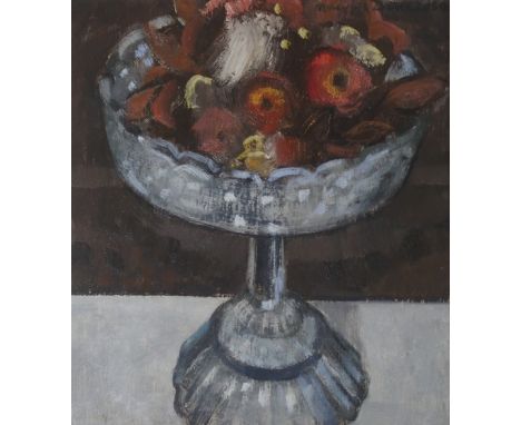 •MARYSIA DONALDSON (SCOTTISH 1930-2018) EVERLASTING FLOWERS Oil on panel, signed, 24 x 21cm (9 1/2 x 8 1/4") Inscribed with t