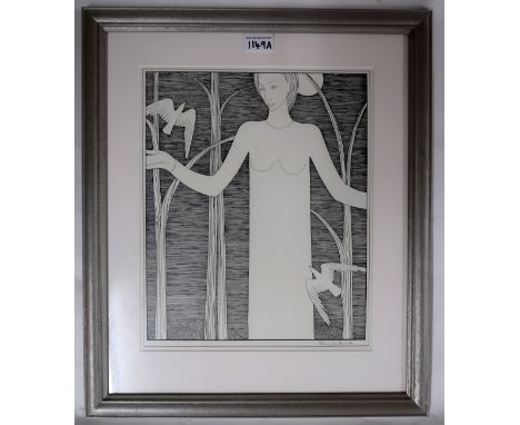 HANNAH FRANK (SCOTTISH 1908-2008)WOMAN WITH BIRDS Lithograph, 34.5 x 28.5cm (13 1/2 x 11 1/4") Condition report: The work is 