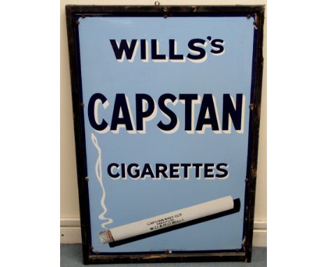 AN ENAMEL SINGLE-SIDED WILL'S CAPSTAN ADVERTISING SIGN areas of wear and chipping, in wooden frame, 92 x 61cm Condition Repor
