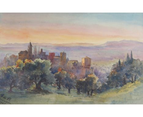 LADY BERTA de BUNSEN: AN ALBUM OF THIRTY-FOUR WATERCOLOURS FROM 1890-91 featuring landscapes of Norway, Italy, Spain, India e