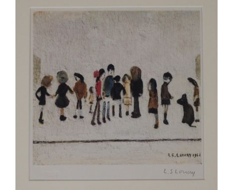 •LAURENCE STEPHEN LOWRY RBA, RA (BRITISH 1887-1976) GROUP OF CHILDREN Offset lithograph limited edition with Fine Art Guild S