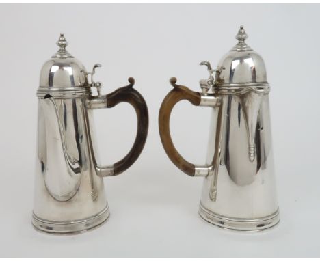 A SILVER TWO PIECE CAFE AU LAIT SET  by Harrison Brothers &amp; Howson (George Howson) Sheffield 1928 &amp; 1933 of tapering 